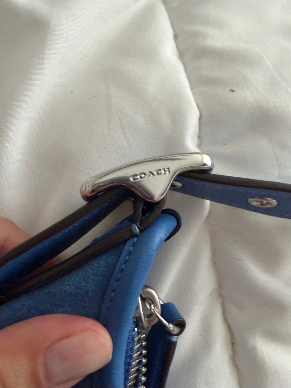 Coach Blue Suede Shoulder Bag - Picture 11 of 16